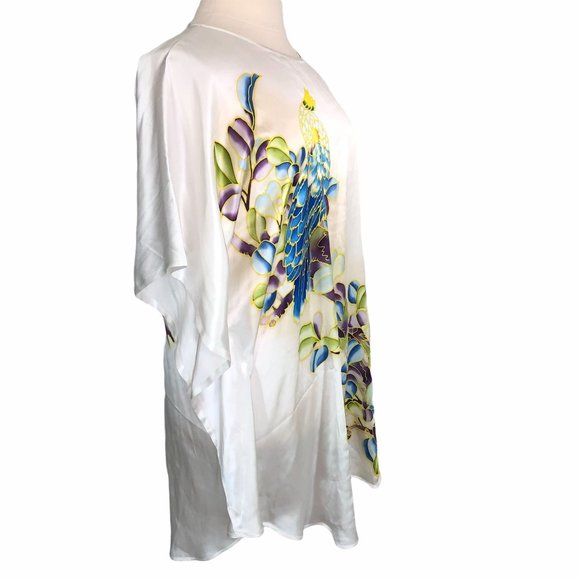 Coastal Grandmother Ledamon Silk Kaftan L - Picture 6 of 10